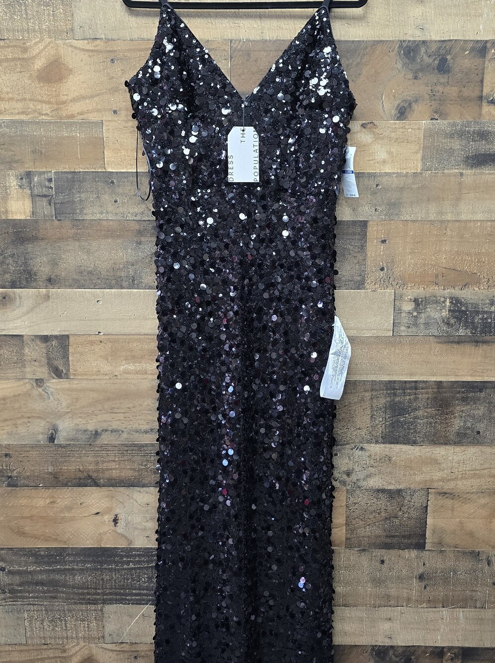 Dress the Population Black Sequin V-Neck Jumpsuit Gown - Picture 16 of 16